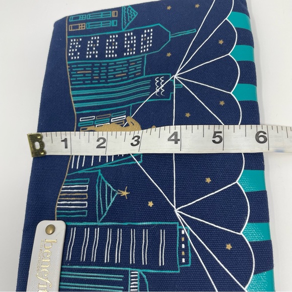 Blue Benefit San Francisco Cosmetic Clutch Makeup Bag with Snap Front - Picture 15 of 16